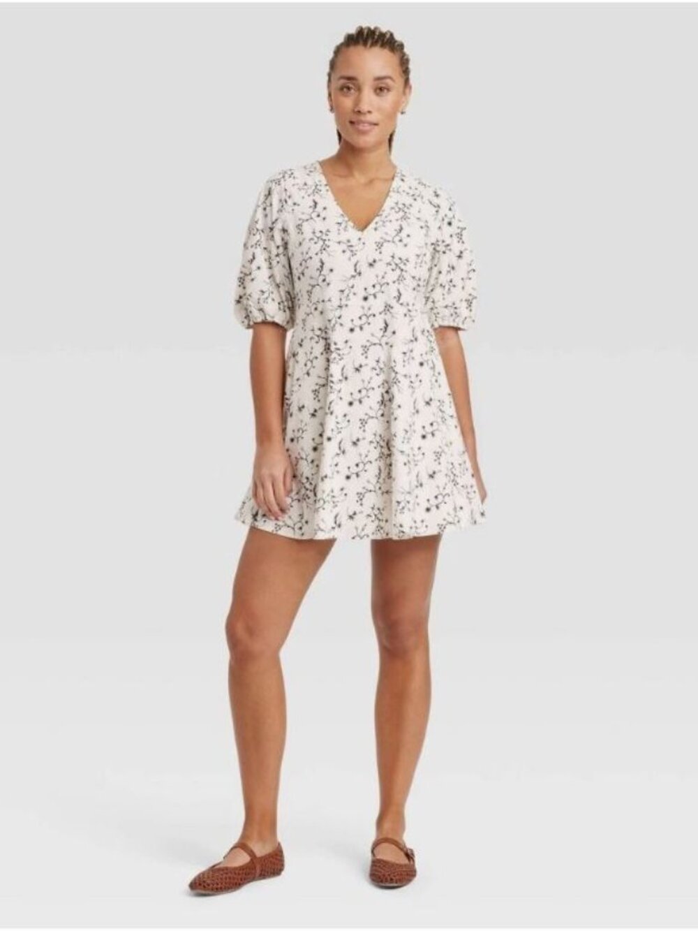 Universal Thread Puff Sleeve Flare Mini Dress | M